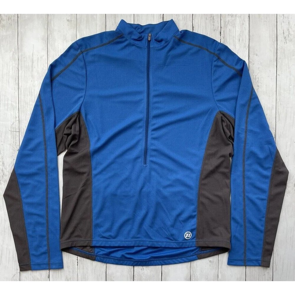 Novara Sz XL Men’s Pullover Cycling Half Zip Jacket Long Sleeve Shirt Blue Gray
